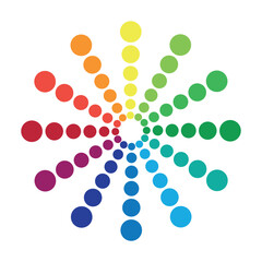 Circular palette of all colors of the rainbow on a white background - Vector illustration