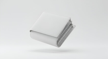 Minimalist White Leather Wallet Floating on a Clean White Background.