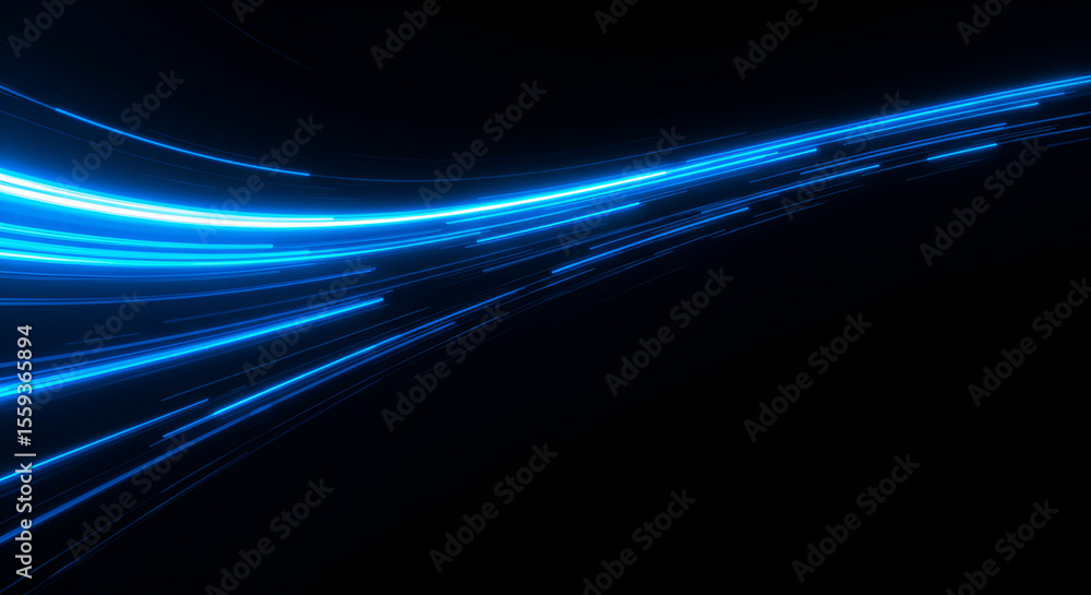 Poster futuristic blue light trails abstract background with dynamic movement effect