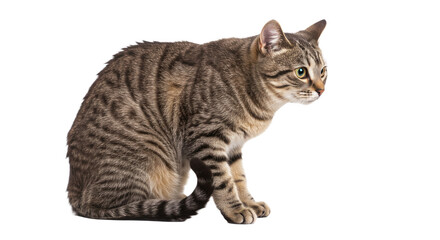 Tabby Cat Sitting Isolated on White Background 5.