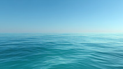 Obraz premium Clear Blue Ocean Horizon with Calm Waves under Bright Sky - Minimal Seascape Background