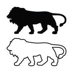 Lion Silhouette Vector Illustration With Black And White Variants For Graphic Design And Creative Projects