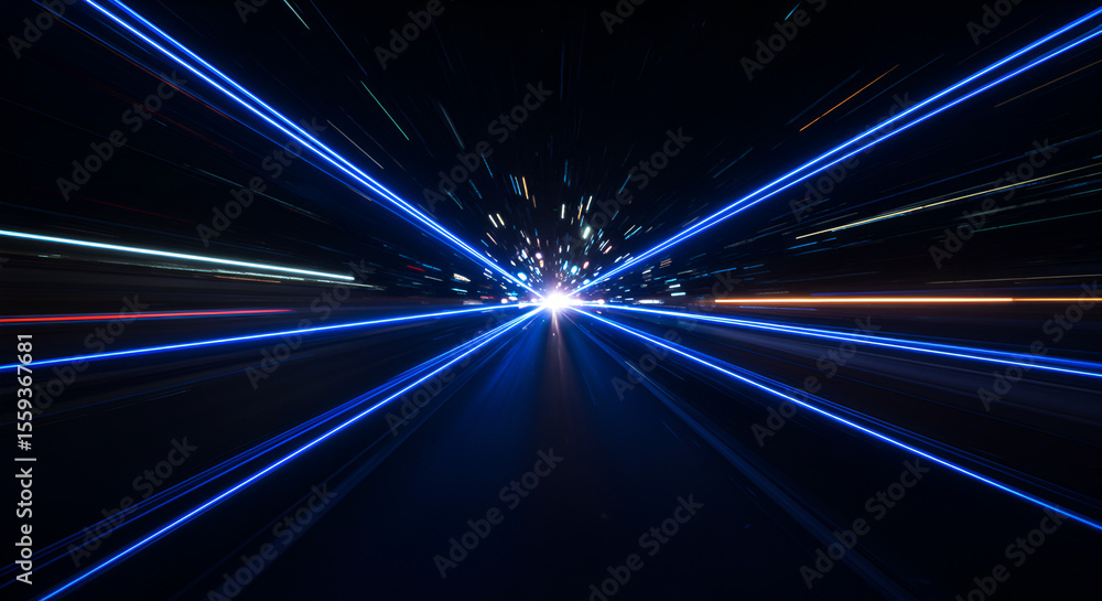 Poster abstract illuminated light trails creating a sense of speed and progression