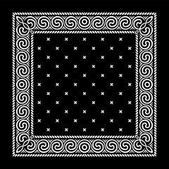 Simply Bandana decorated with white geometric ornament lines that can be applied to fabrics of various colors