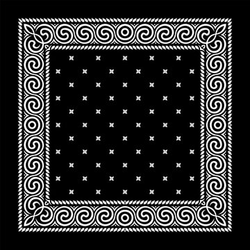 Simply Bandana decorated with white geometric ornament lines that can be applied to fabrics of various colors