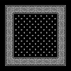 Simply Bandana decorated with white geometric ornament lines that can be applied to fabrics of various colors