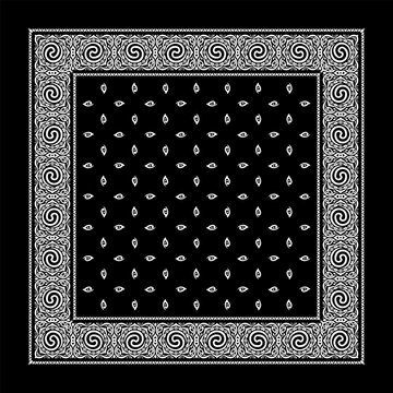 Simply Bandana decorated with white geometric ornament lines that can be applied to fabrics of various colors