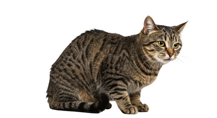 Fototapeta premium Tabby Cat Sitting Isolated Portrait 3.