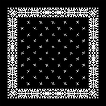 Simply Bandana decorated with white geometric ornament lines that can be applied to fabrics of various colors