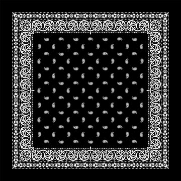 Simply Bandana decorated with white geometric ornament lines that can be applied to fabrics of various colors