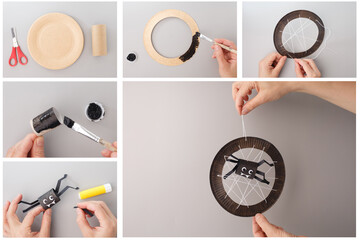 Creative handmade spider craft tutorial using household materials for fun kids activity or Halloween classroom project. Ideal for craft stores, teachers, and parenting blogs.