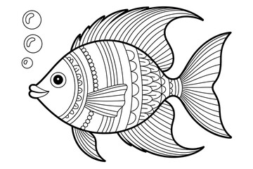 Ornate fish with detailed patterns and bubbles.
