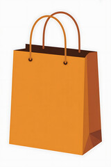 Orange paper shopping bag with brown handles.
