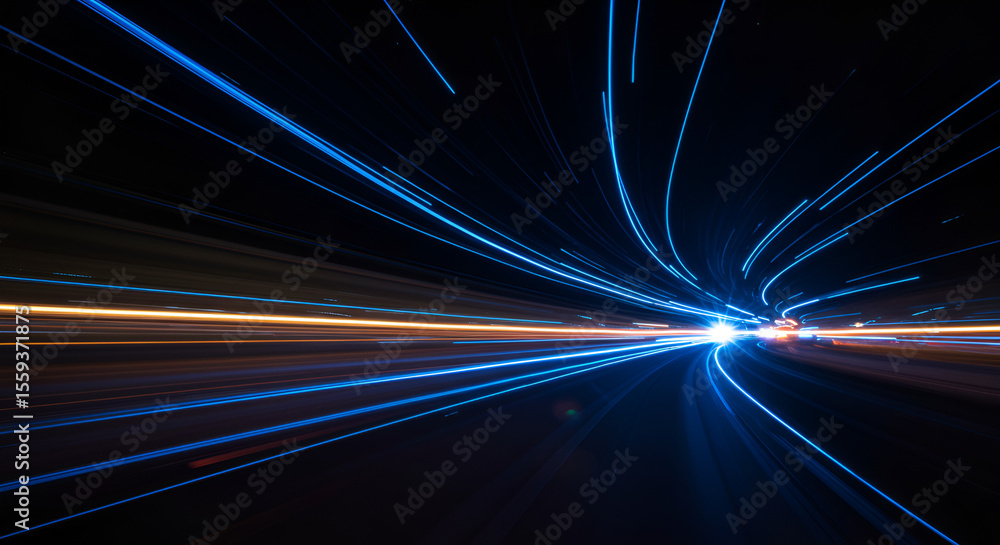 Poster abstract image of light trails showcasing speed and dynamic movement on road