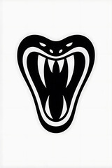 A menacing snake's open mouth, filled with sharp teeth.
