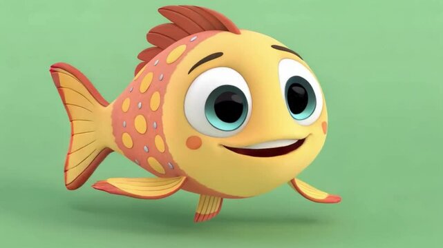 Fish clipart of a cute smiling yellow cartoon fish underwater