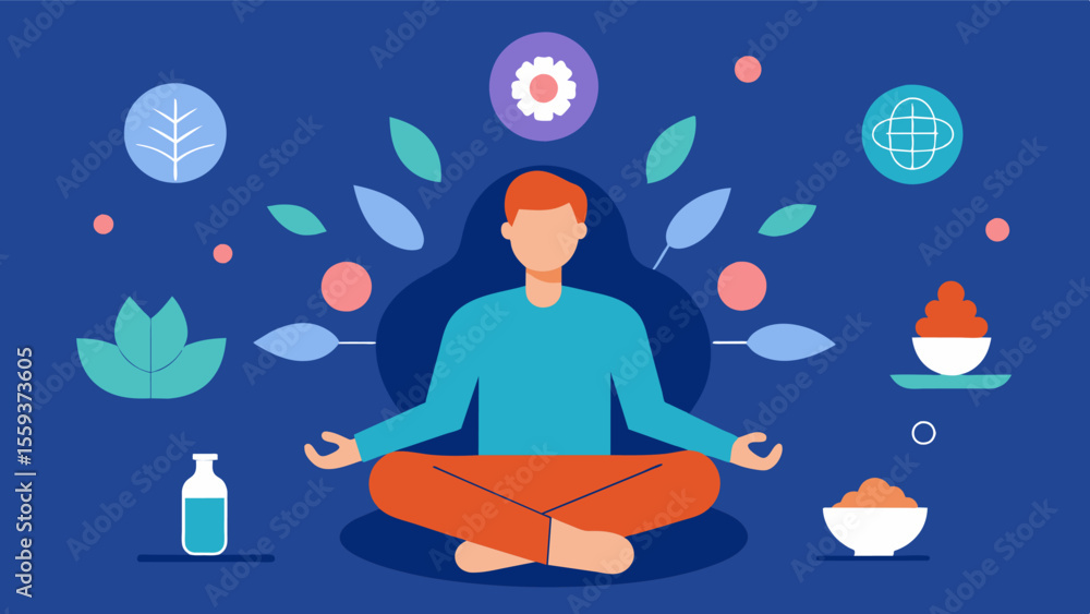 Poster an image of a person in a therapy session with a variety of holistic treatments and practices displa