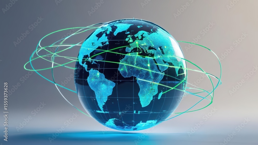 Aufkleber digital earth globe with global network connect lines representing international communication and t