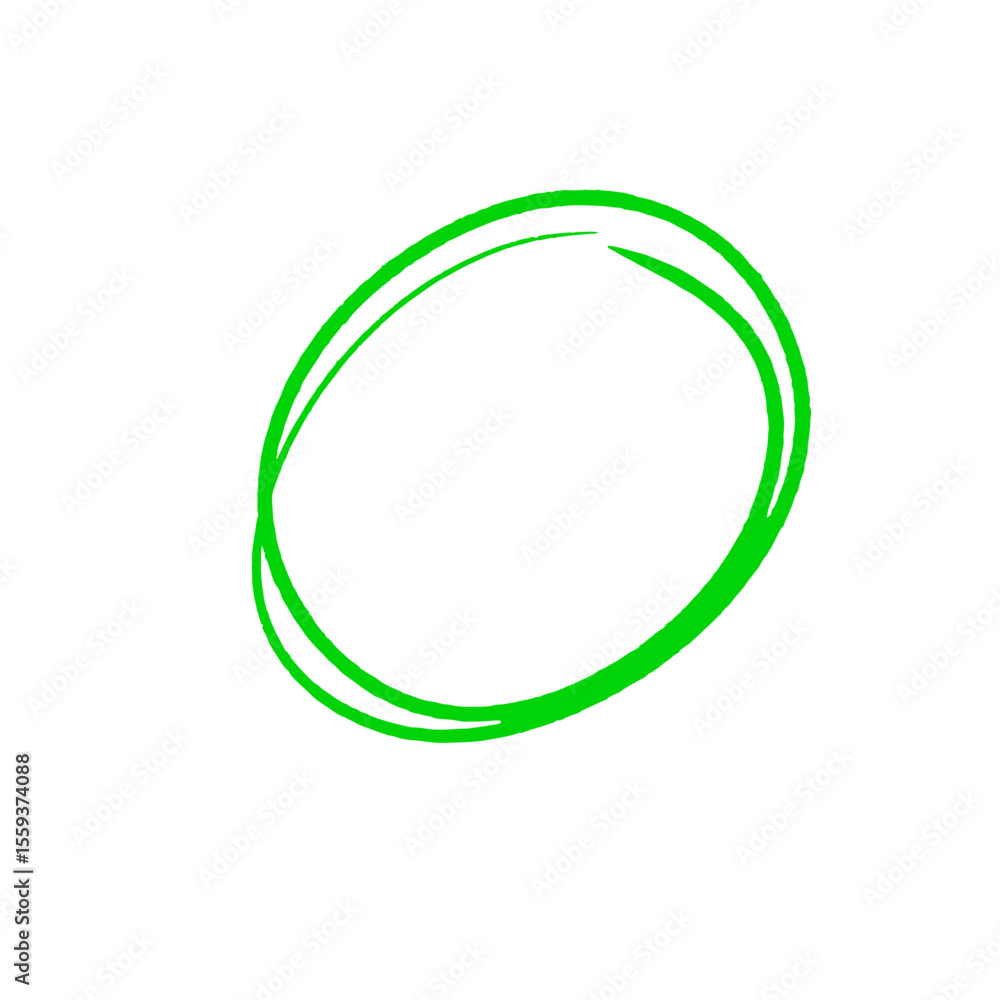 Fototapete green hand drawn irregular circle for text or numbers marking. check mark in form of a circle with g