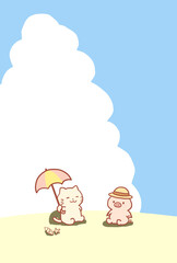 Cute Animal Summer Greeting with Extra Space Design