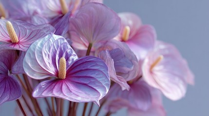 Obraz premium Close-up of Delicate Lavender Anthurium Flowers with Soft Lighting