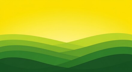 Obraz premium Abstract Green Hills Landscape with Yellow Sky Background