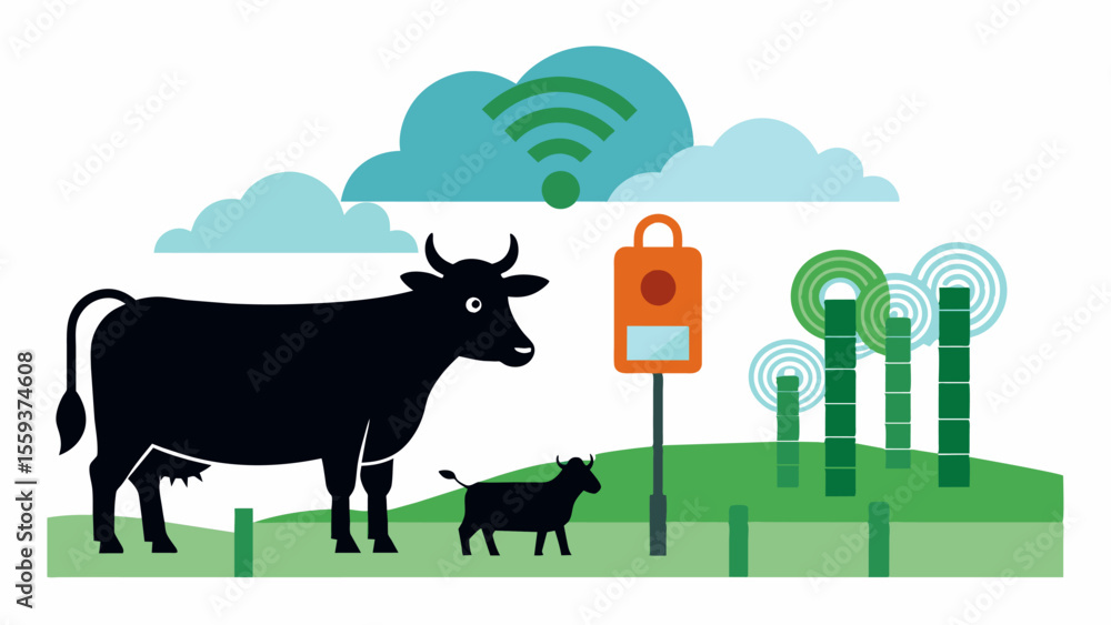 Aufkleber automated tracking tags equipped with temperature sensors allow farmers to monitor livestock for sig