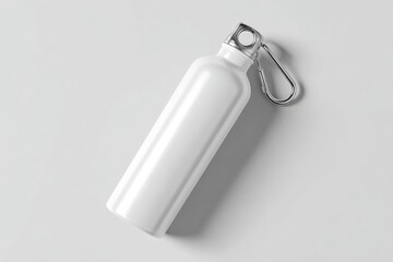 White metal water bottle with carabiner clip