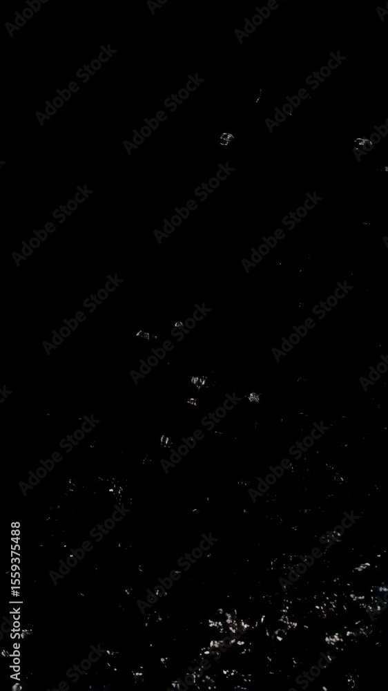Poster detailed close up of fresh water splash in the dark background, flowing liquid droplets creating abs