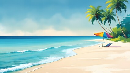 Fototapeta premium tropical beach with palm tree