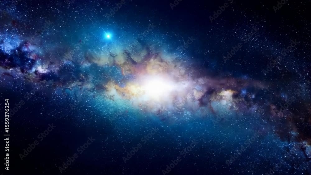 Aufkleber animated starry galaxy with vibrant nebula and clusters rotating across deep space background. cosmi
