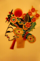 Chinese shadow theater, Traditional Chinese shadow play performance，Chinese shadow play carving