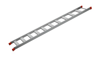 Silver Aluminum Ladder on White Background for Construction or Home Use