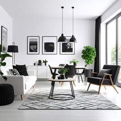 Modern Living Room Interior with White Sofa and Decor