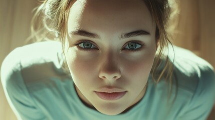 Close-Up of Woman Looking Up