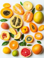 Colorful Fruits on White Background