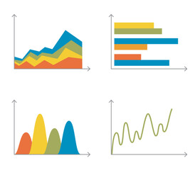  Infographic charts and graphs in colorful flat style.