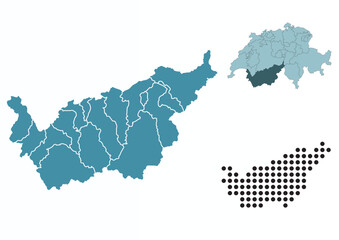 Obraz premium Set maps of Valais canton