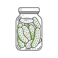 Jar of Pickles with Green Cucumbers for Recipe Blogs, Food Websites, Healthy Eating, Culinary Arts, and Food Preservation Awareness  