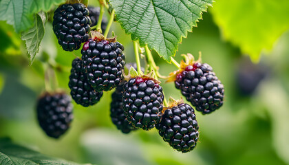 fresh blackberries in a garden