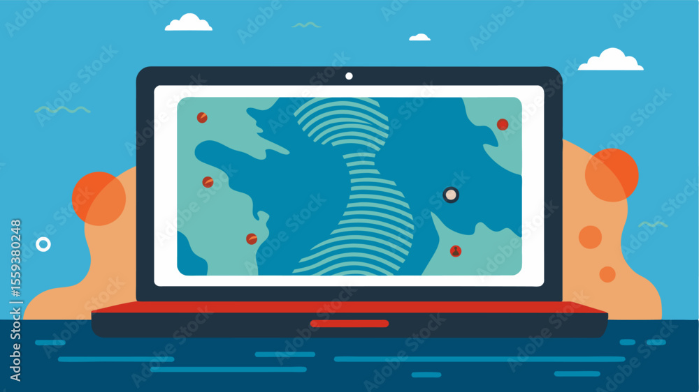 Poster the laptops screen is covered in fingerprints and smudges evidence of its constant use amidst a jour