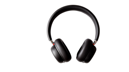 Stylish black headphones on a white isolated background.