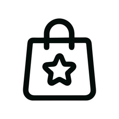 Outline Simple Shopping Bag with Star Shape Logo Icon