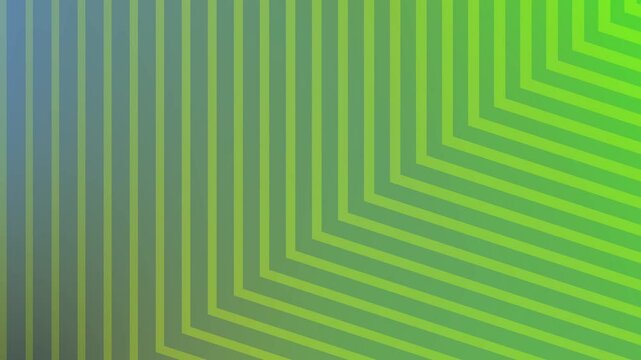 Geometric abstraction with vertical stripes and nested angles in a gradient of green and blue