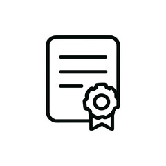 Simple Outline Achievement Certificate Document Award Ribbon Icon Design