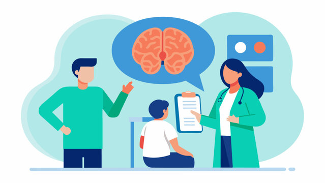 The brain scan revealed a tumor in the patients brain and the doctor urged for immediate to remove it. He explained the potential risks and benefits of the procedure giving the. Vector illustration