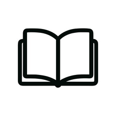 Simple Outline Open Book Icon Shape for Reading Resource Illustration