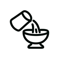 Simple Outline Style Pouring Liquid into Bowl Icon Design Illustration