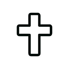 Simple Outline Rounded Cross Shape Graphic Element Illustration