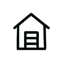 Simple Line Art Doghouse Pet Shelter Kennel Structure Outline Icon